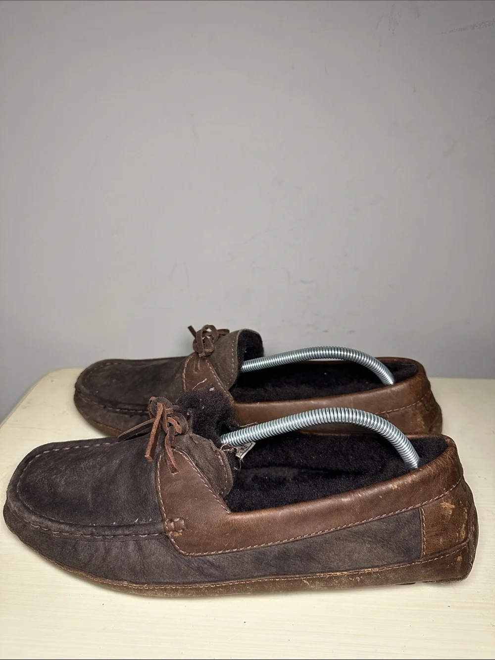 UGG Men's Dark Brown leather Slip-On Moccasinse